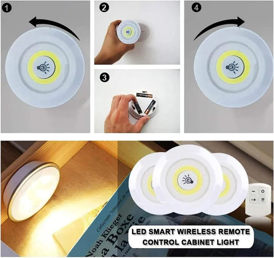 Pack of 3 Wireless LED Night Lights with Remote Control – Ultra-Bright